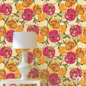 Rose-wallpaper-Bari-J-WallAppeal-pattern-pink-yellow-zoom